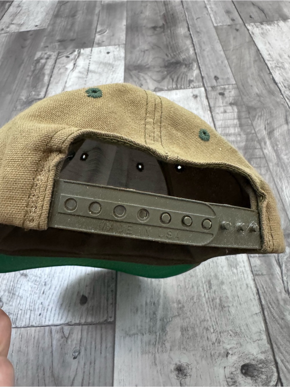Vintage Stüssy Made in America khaki green cap black embroidered log - Picture 9 of 12